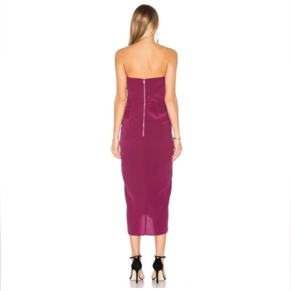 Yumi Kim Glamour Night Midi Strapless Dress in Burgundy Size Large - Picture 2 of 8